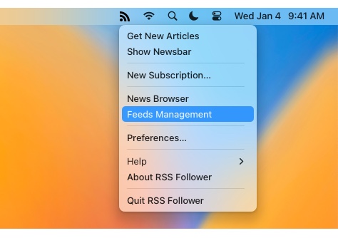 RSS Follower menu