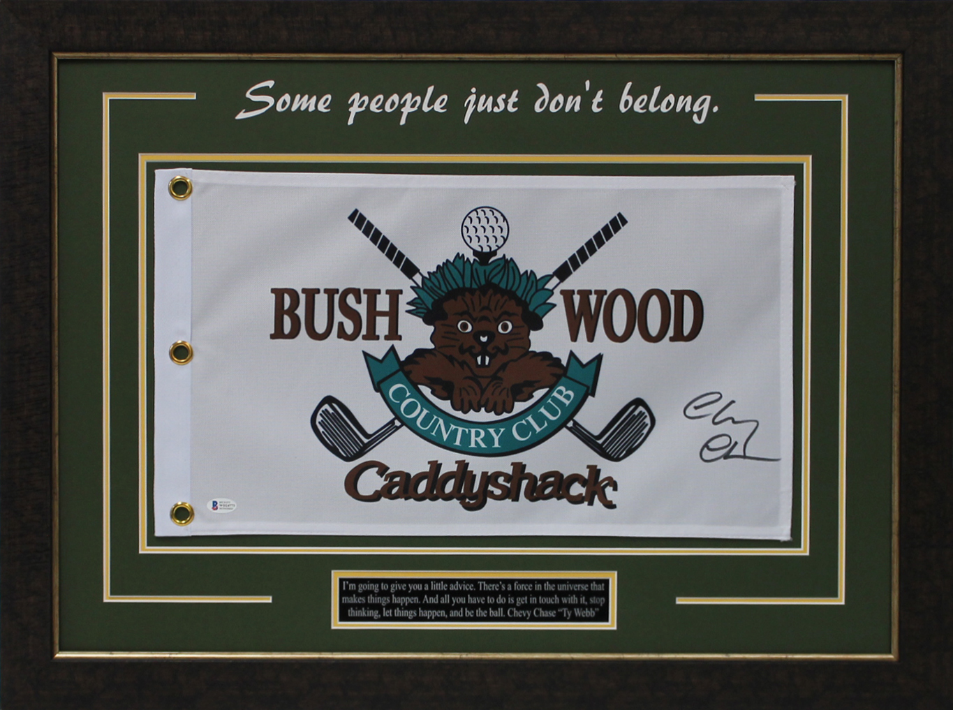 Charitybuzz Chevy Chase Signed Caddyshack Bushwood Pin Flag Display Lot