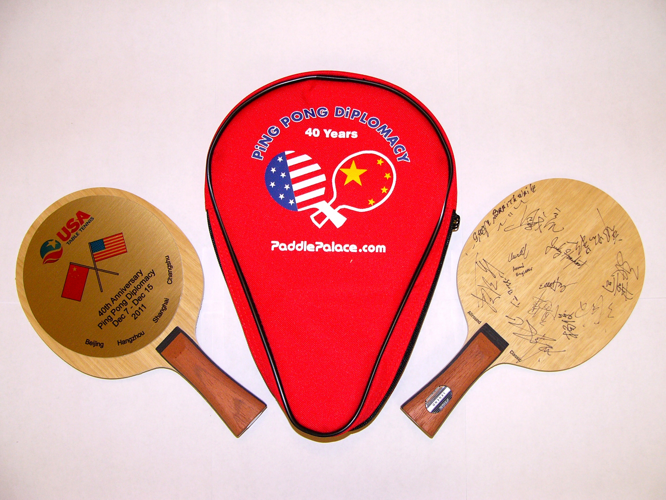 Charitybuzz Commemorative Wooden Ping Pong Paddles Honoring the 40th
