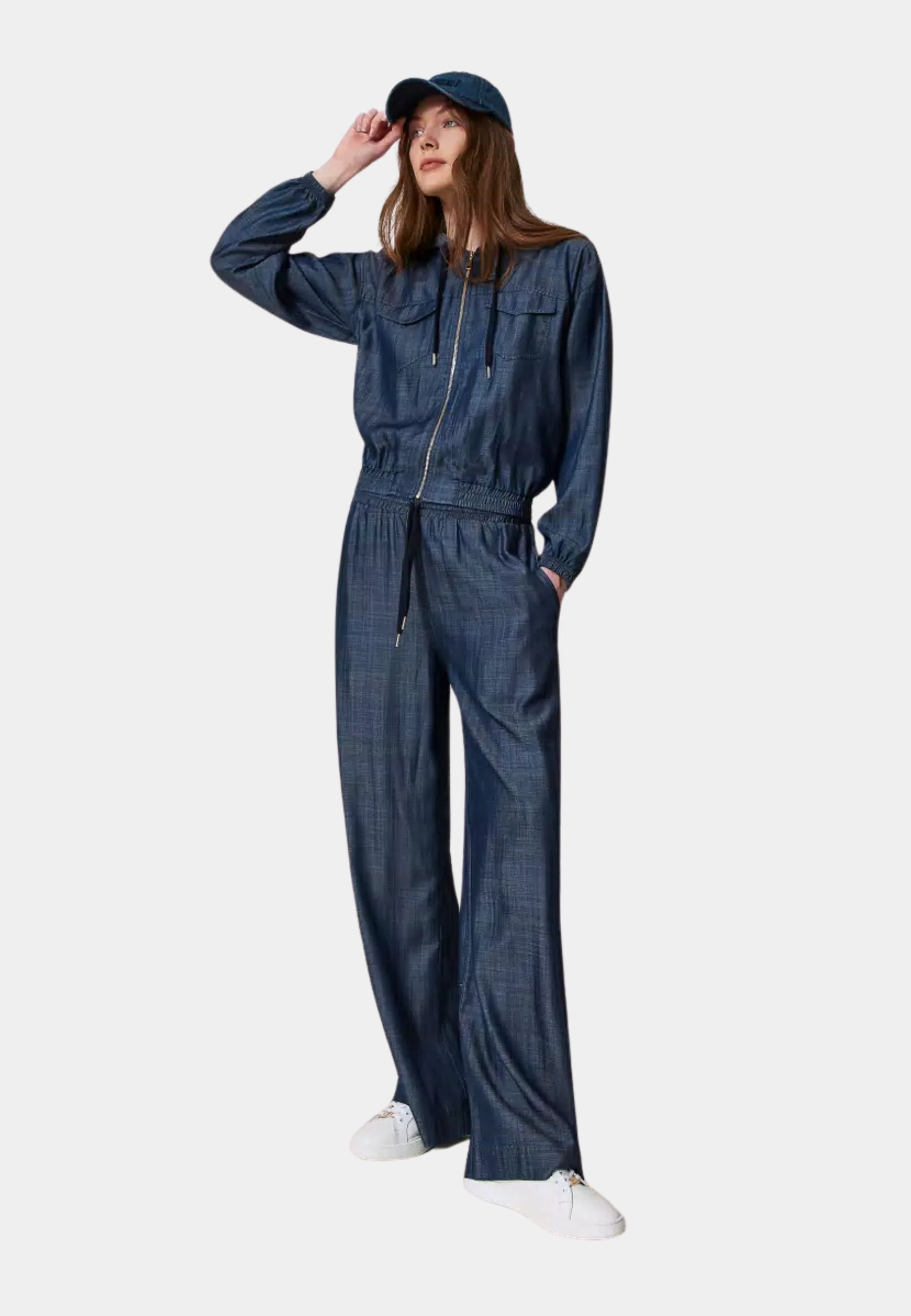 Pantaloni a palazzo in chambray TWINSET 251LL2DEE 12351 - Chenzo