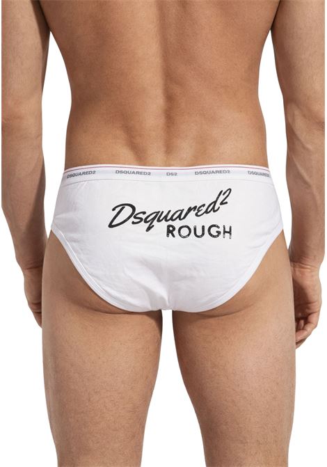 Dsquared2  Slip Uomo con Stampa Logo Rough DSQUARED2 | 612240BIANCO
