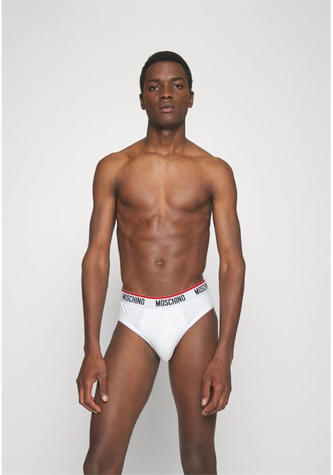 Pack of 2 black cotton briefs with logo elastic Moschino | A473881190001