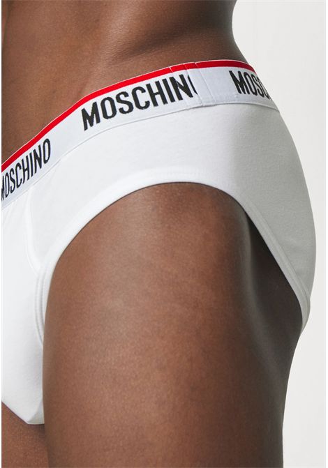 Pack of 2 black cotton briefs with logo elastic Moschino | A473881190001