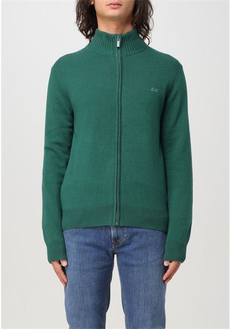 Maglia in lana e cashmere con zip Verde Scuro SUN68 | K4411437