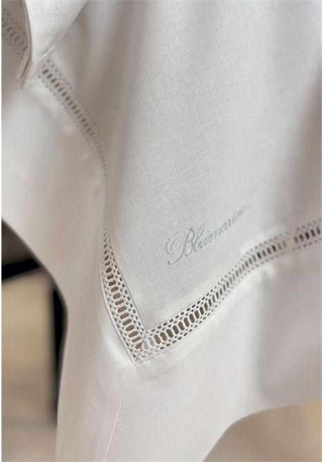 Tovaglia Blumarine Medici Bianco 180x300 con gigliuccio e logo ricamato BLUMARINE | 10301025304
