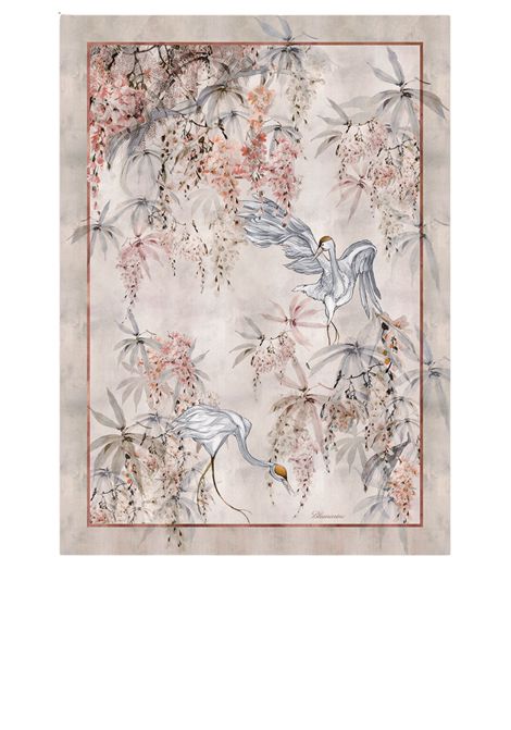 Plaid Blumarine Glicine  Colore Corallo con stampa piazzata e logo all-over BLUMARINE | 10401009109