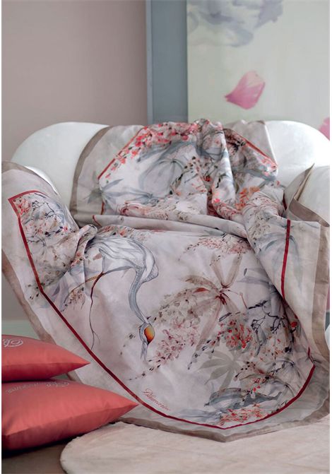 Plaid Blumarine Glicine  Colore Corallo con stampa piazzata e logo all-over BLUMARINE | 10401009109