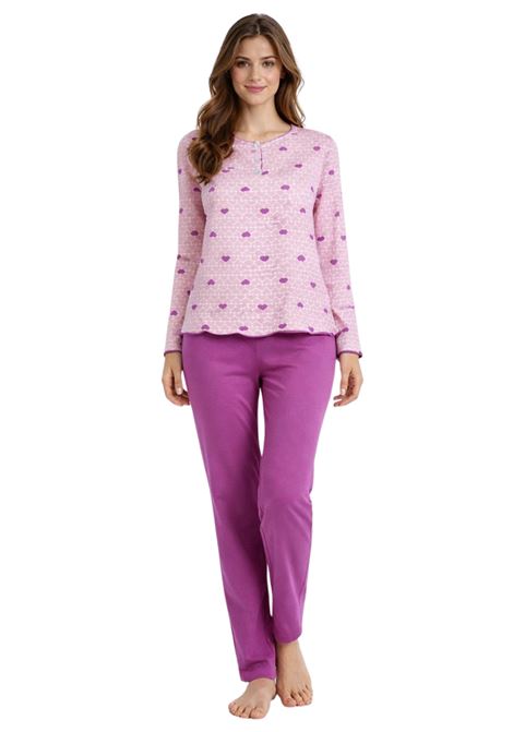 Pigiama donna Lincalor in caldo cotone  Linea Brilliamo Brilliamo | BR892185PANNA