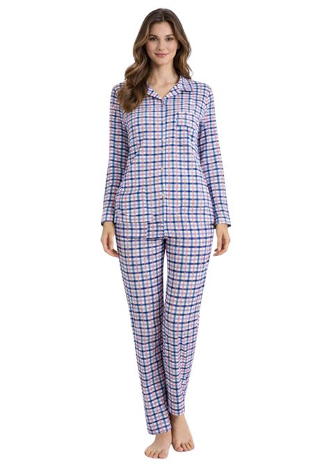 Pigiama donna Lincalor in caldo cotone  Linea Brilliamo Brilliamo | BR892194AZZURRO