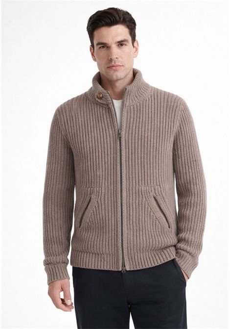 Cardigan in lana merino a coste con zip DANIELE FIESOLI | DF00850036