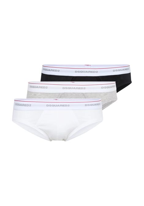 Set 3 Slip Uomo Bianco, Nero e Grigio DSQUARED2 | DCX300060BIANCOGRIGIONERO