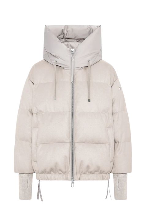 DUNO  Piumino corto oversize in lana con cappuccio tecnico Duno | HEKA PRATO METRE19