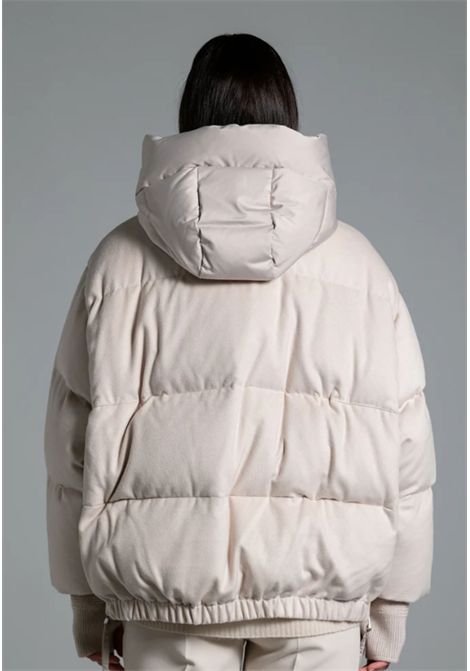 DUNO  Piumino corto oversize in lana con cappuccio tecnico Duno | HEKA PRATO METRE19