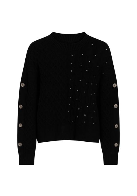 Maglia over con punto treccia e pietre luminose Fracomina | WT7037K47101053