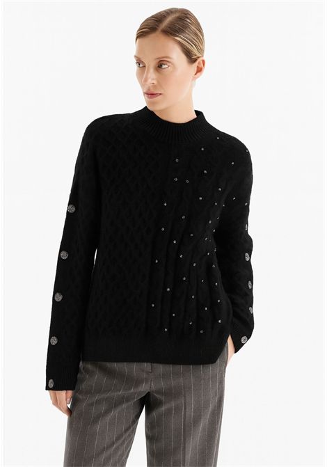 Maglia over con punto treccia e pietre luminose Fracomina | WT7037K47101053