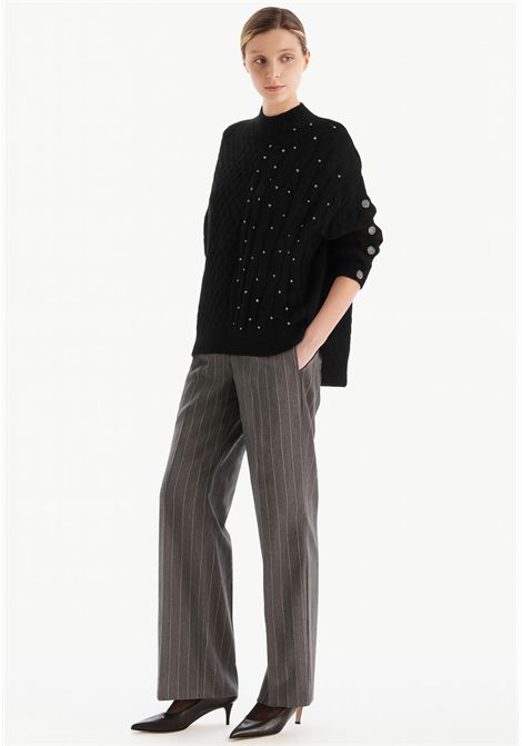 Maglia over con punto treccia e pietre luminose Fracomina | WT7037K47101053