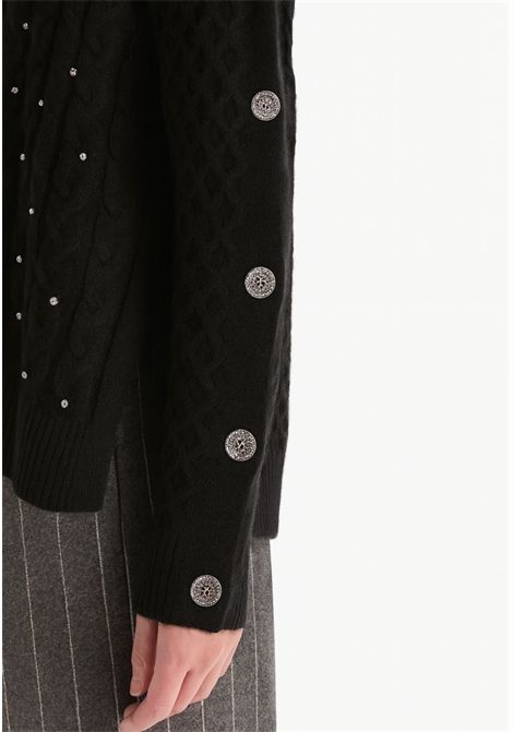 Maglia over con punto treccia e pietre luminose Fracomina | WT7037K47101053