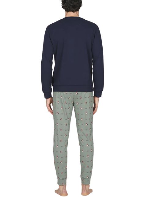 Pigiama girocollo in morbido interlock di puro cotone, pantaloni in fantasia pinguini JULIPET | JAL398297