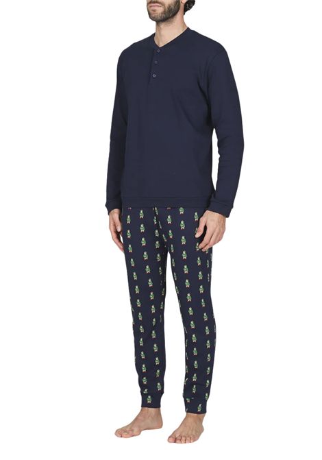 Pigiama in morbido interlock di puro cotone, pantaloni in fantasia natale JULIPET | JAL415527