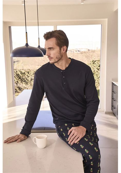 Pigiama in morbido interlock di puro cotone, pantaloni in fantasia natale JULIPET | JAL415527