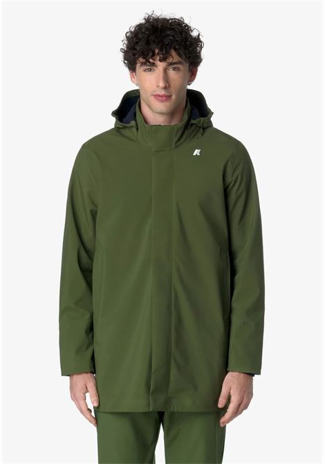 DUKE BONDED Giacca Uomo Calda di Mezza Lunghezza Verde Blu con Cappuccio Staccabile K-way | K6116YWAF0
