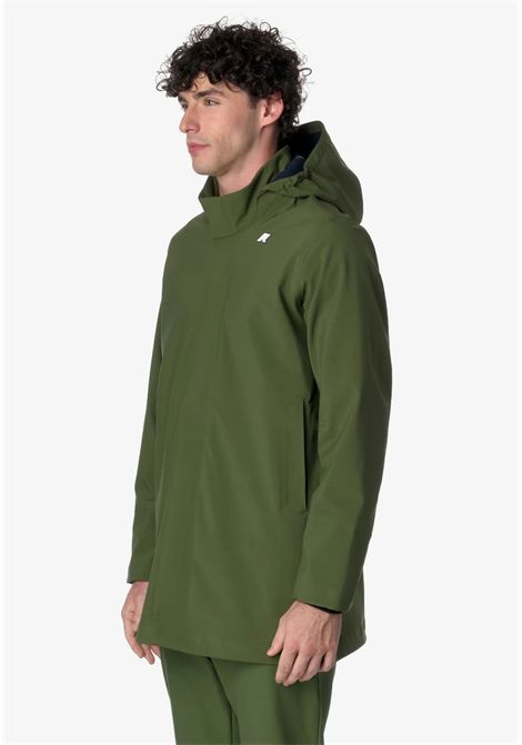DUKE BONDED Giacca Uomo Calda di Mezza Lunghezza Verde Blu con Cappuccio Staccabile K-way | K6116YWAF0