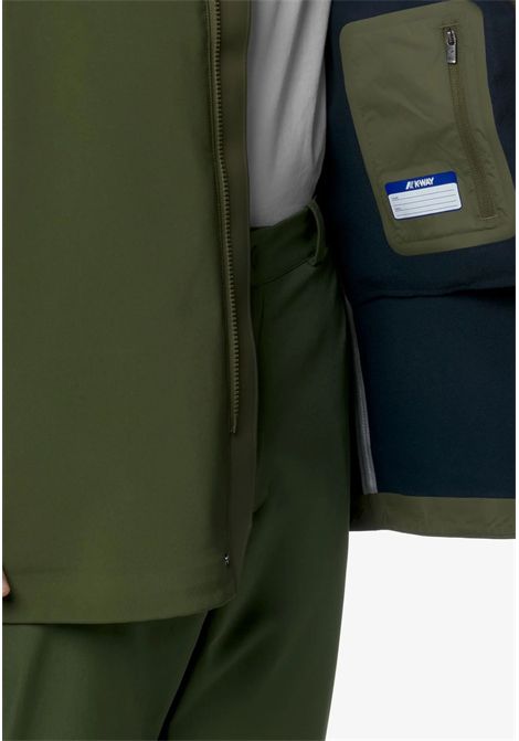 DUKE BONDED Giacca Uomo Calda di Mezza Lunghezza Verde Blu con Cappuccio Staccabile K-way | K6116YWAF0