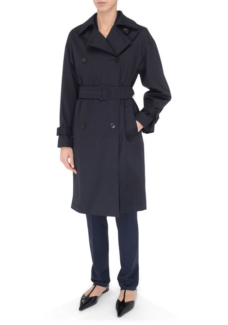 Trench Max Mara Studio Ebrien in gabardina di cotone stretch blu Max Mara Studio | EBRIEN004