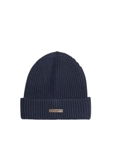 Berretto il lana merino a coste Blu Paolo Pecora | 3040 F0096462