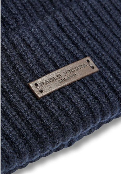 Berretto il lana merino a coste Blu Paolo Pecora | 3040 F0096462