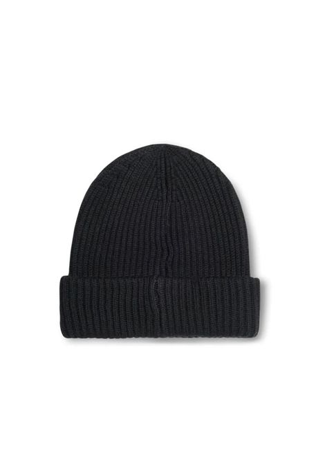 Berretto in lana merino a coste Nero Paolo Pecora | 3040 F0099000