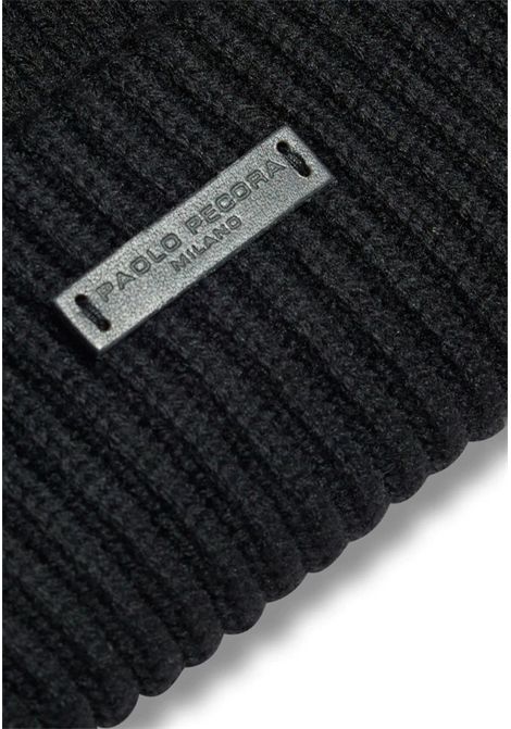 Berretto in lana merino a coste Nero Paolo Pecora | 3040 F0099000