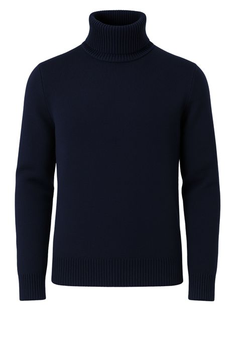 Paolo Pecora  Maglia Dolcevita con Doppio Collo in Lana Merinos Extrafine (Blu Notte) Paolo Pecora | A042 F0046462