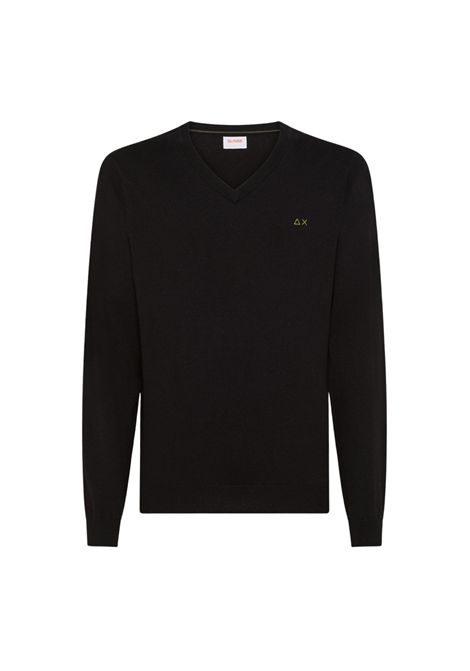 Maglia in lana e cotone con scollo a V nero SUN68 | K4510211