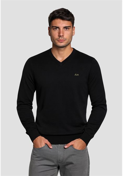 Maglia in lana e cotone con scollo a V nero SUN68 | K4510211