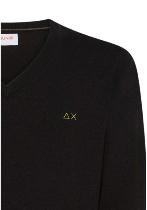 Maglia in lana e cotone con scollo a V nero SUN68 | K4510211