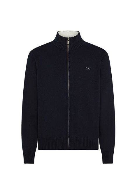 Cardigan zip in misto lana e cashmere navy blue SUN68 | K4511407