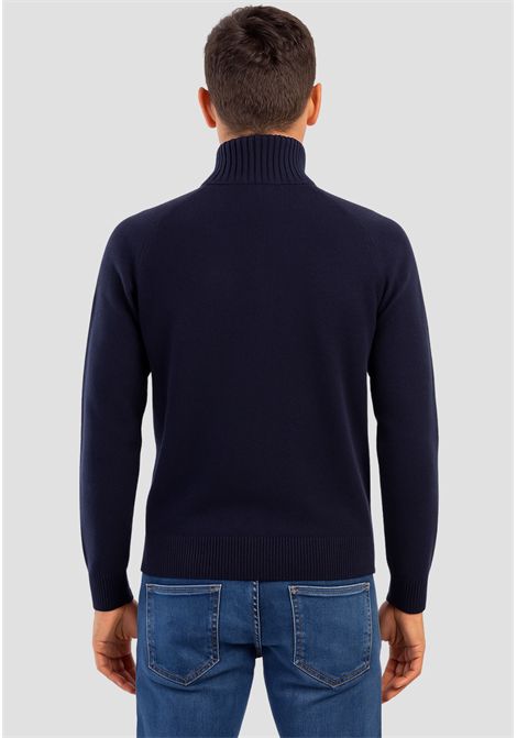 Cardigan zip in misto lana e cashmere navy blue SUN68 | K4511407