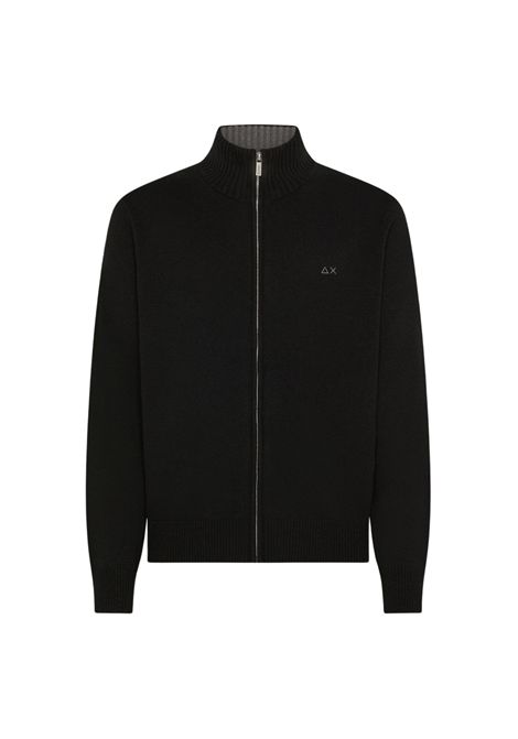 Cardigan zip in misto lana e cashmere nero SUN68 | K4511411