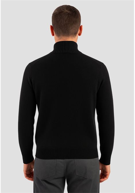 Cardigan zip in misto lana e cashmere nero SUN68 | K4511411