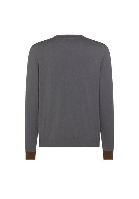 Maglia girocollo in lana e cotone con patch grigio scuro SUN68 | K4514347