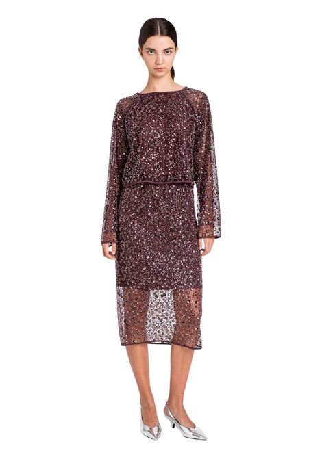 Twinset  Blusa in tulle ricamato con paillettes TWINSET | 252AP227212562