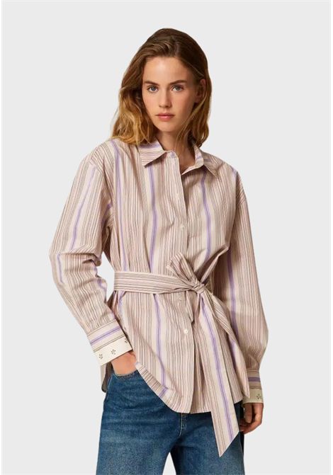 Camicia a Righe in Popeline con Fiocco Rimovibile  Actitude Revive TWINSET | 252AP234012666