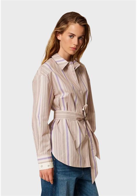 Camicia a Righe in Popeline con Fiocco Rimovibile  Actitude Revive TWINSET | 252AP234012666