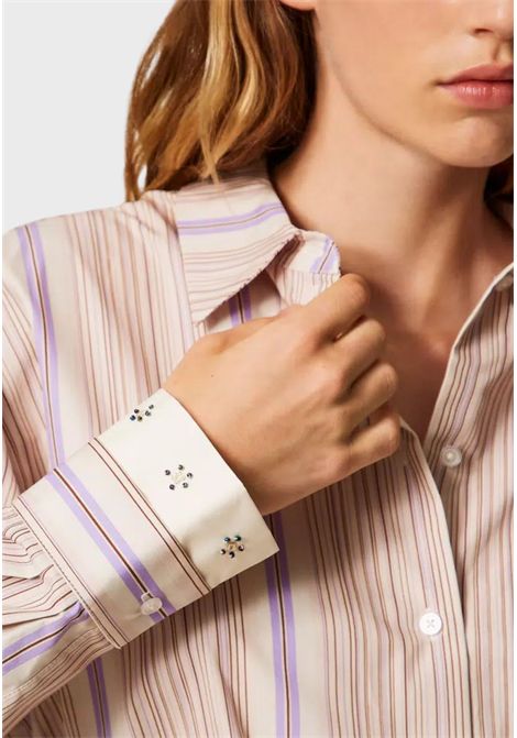 Camicia a Righe in Popeline con Fiocco Rimovibile  Actitude Revive TWINSET | 252AP234012666