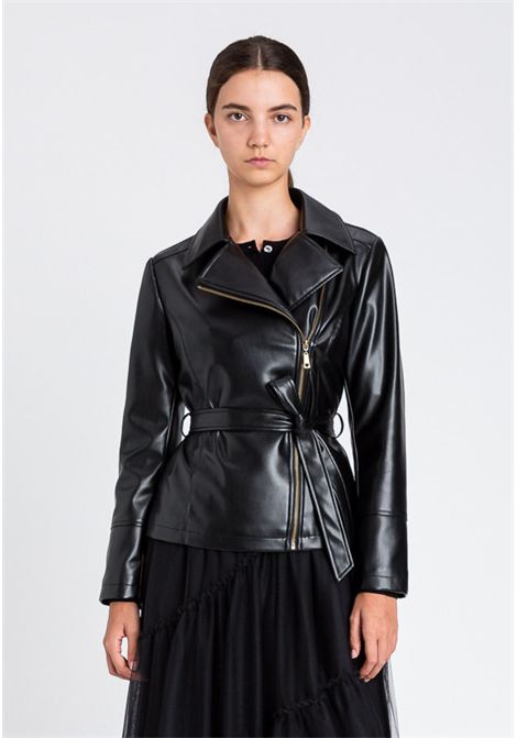 Giacca chiodo in similpelle con cintura TWINSET | 252LI2FCC00006