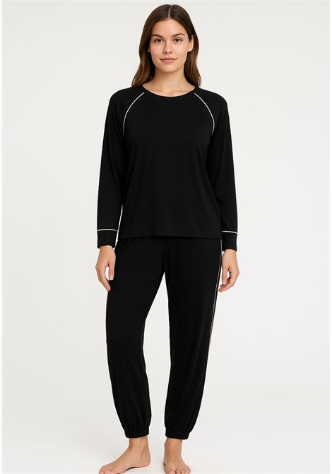 Pigiama donna in tessuto morbido con profilo a contrasto TWINSET | 252LL2FCC13140