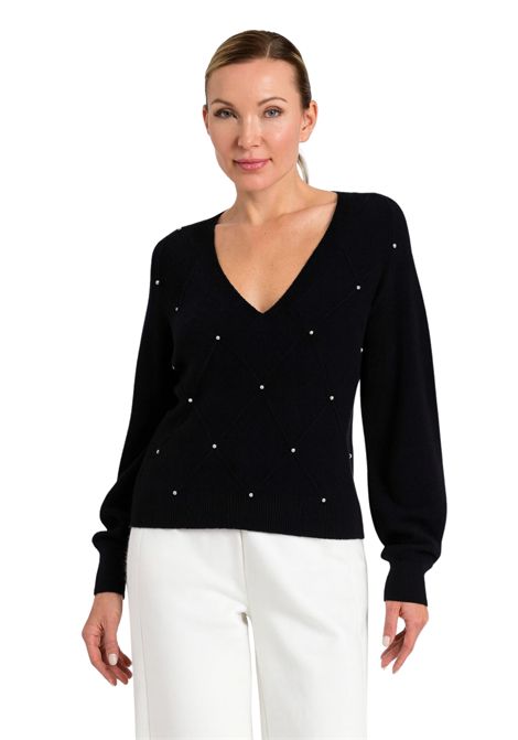 Maglia Twinset con scollo a V e applicazioni gioiello. TWINSET | 252LL3ABB00006