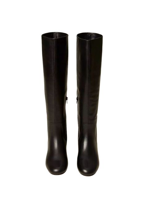 Stivali in Pelle con Gambale Dritto e Tacco Largo TWINSET | 252TCP24000006