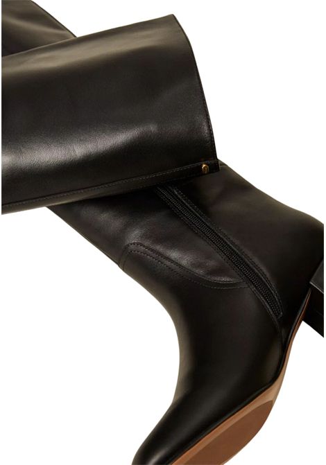 Stivali in Pelle con Gambale Dritto e Tacco Largo TWINSET | 252TCP24000006